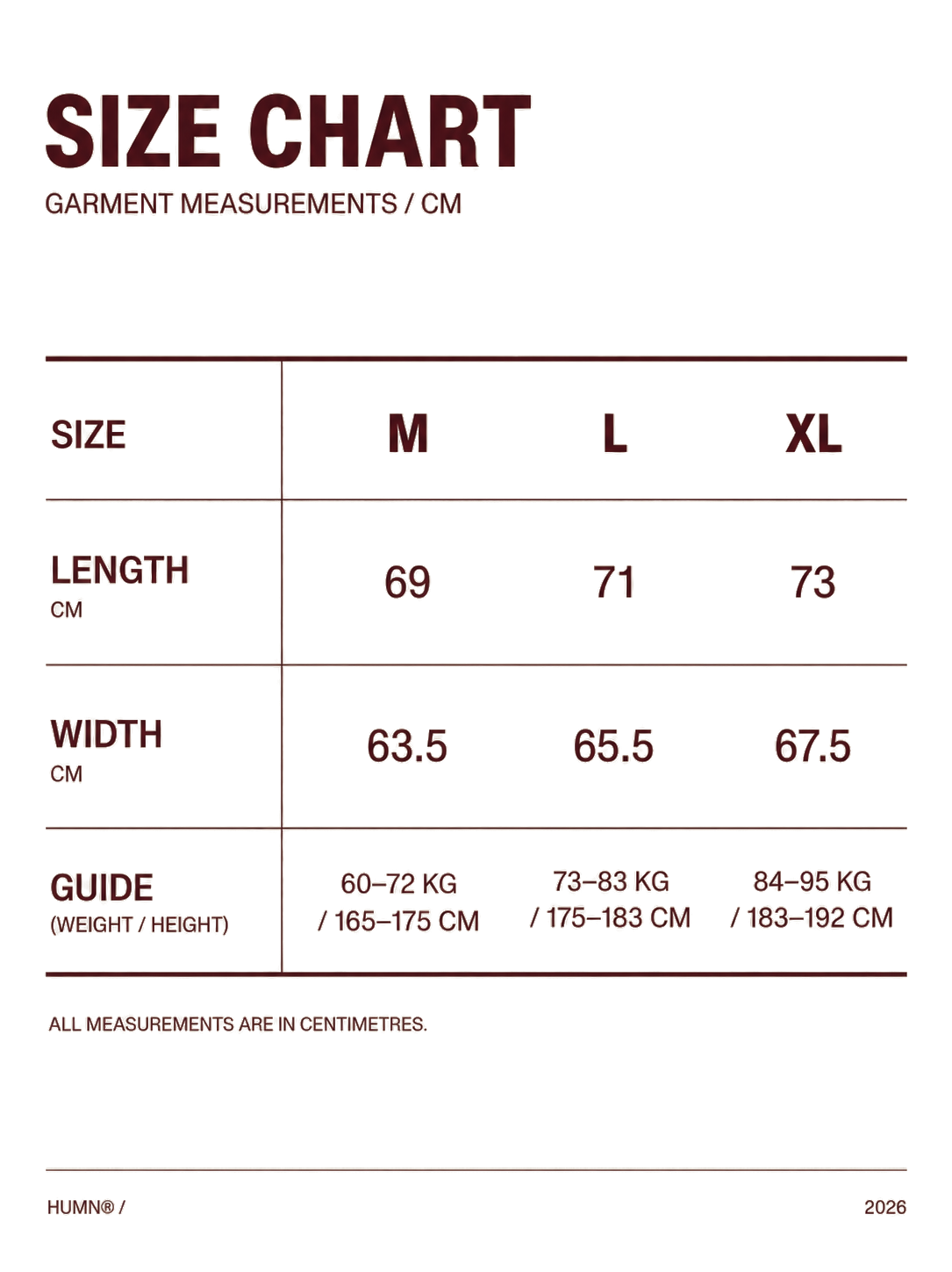 Size chart